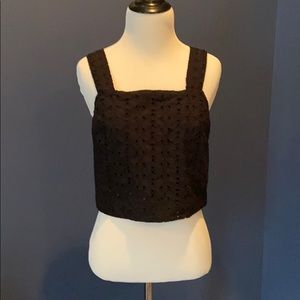 Lined eyelet crop top